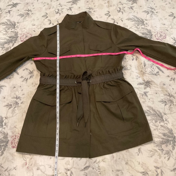 Simply Vera VeraWang Army Military Coat Jacket Feminine Ruffled Tied Waist - Picture 8 of 12